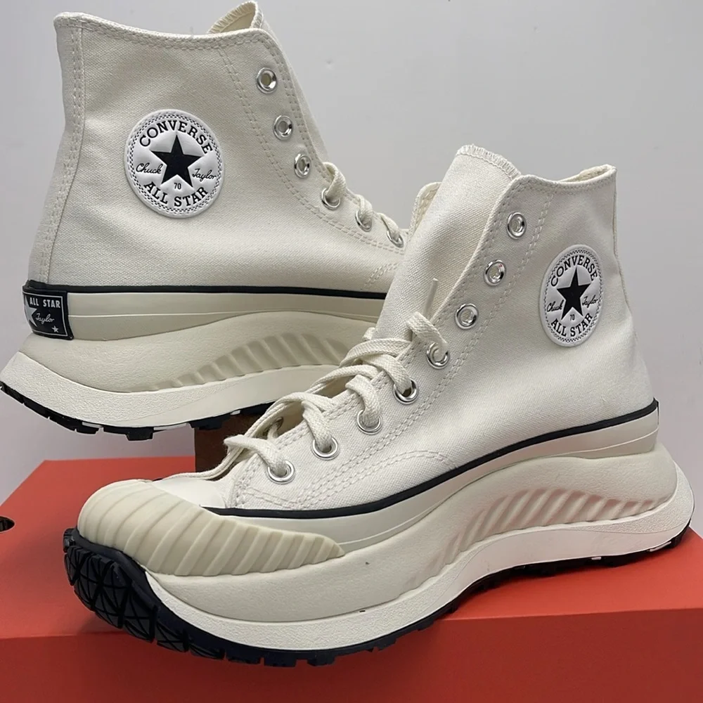 Converse WMNS CHUCK 70 AT-CX HI VINTAGE WHITE/EGRET/BLACK A01682C Platforms Snkr